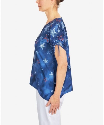 Women's Tie Dye Batik Star Top Navy $27.09 Tops