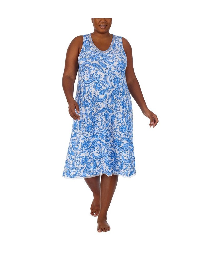 Plus Size Paisley Sleeveless Midi Nightgown Paisley Print $33.54 Sleepwear