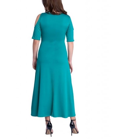 Women's Cut Out Shoulder A-Line Floor Length Dress Green $40.80 Dresses