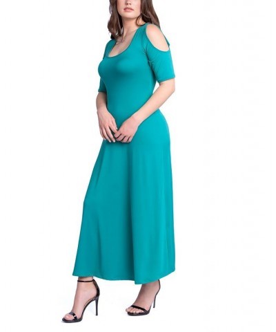 Women's Cut Out Shoulder A-Line Floor Length Dress Green $40.80 Dresses