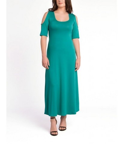 Women's Cut Out Shoulder A-Line Floor Length Dress Green $40.80 Dresses