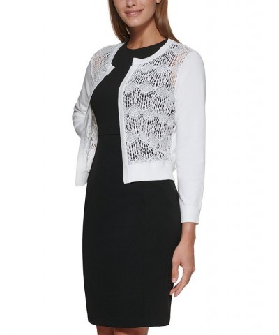 Lace-Front Open-Front Cardigan Ivory/Cream $26.49 Sweaters