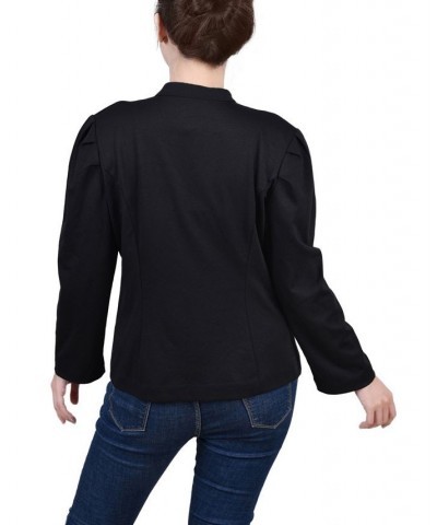 Petite Long Puff-Sleeve Ponte Jacket Black $13.20 Jackets