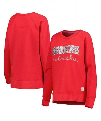 Women's Scarlet Nebraska Huskers Steamboat Animal Print Raglan Pullover Sweatshirt Scarlet $28.70 Sweatshirts