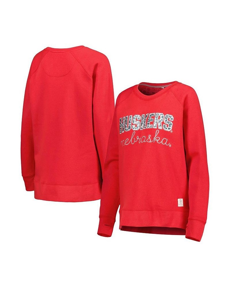 Women's Scarlet Nebraska Huskers Steamboat Animal Print Raglan Pullover Sweatshirt Scarlet $28.70 Sweatshirts