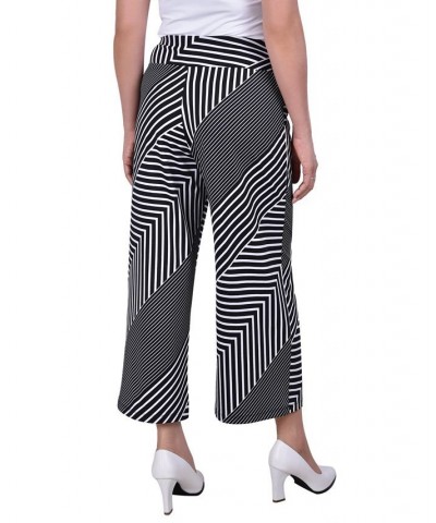 Women's Cropped Pull On with Faux Belt Pants Black Sparkduo $14.88 Pants