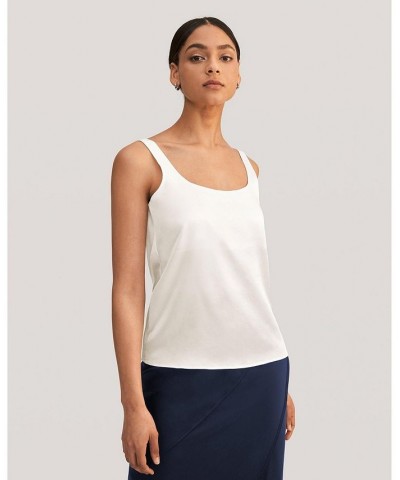 Flattering U Neck Silk Camisole for women Natural white $50.14 Tops