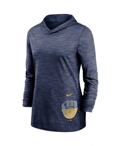 Women's Heathered Navy Milwaukee Brewers Split Logo Legend Hoodie Training Performance Top Navy $30.55 Tops