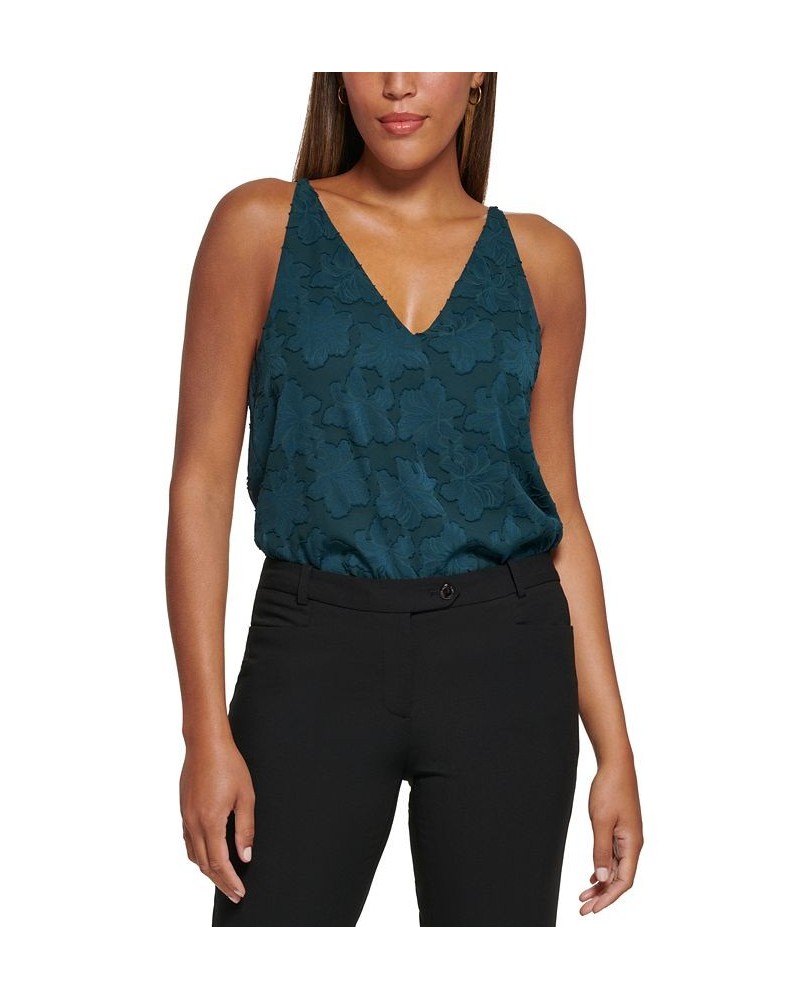 Petite Jacquard V-Neck Camisole Forest $23.25 Tops