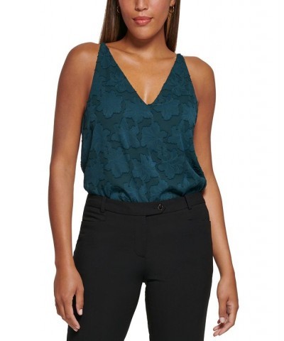 Petite Jacquard V-Neck Camisole Forest $23.25 Tops