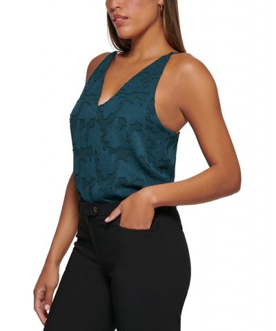 Petite Jacquard V-Neck Camisole Forest $23.25 Tops