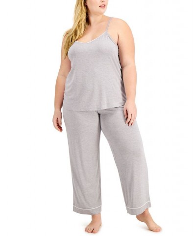 Plus Size Knit Tank Top Pajama Set Gray $14.57 Sleepwear