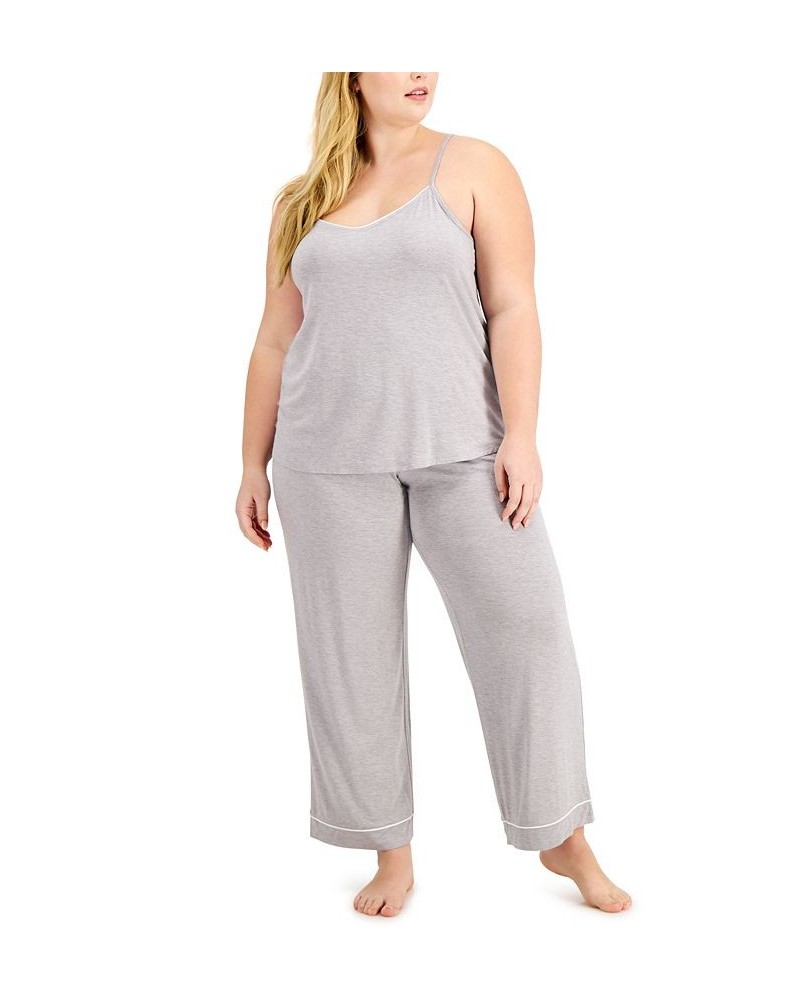 Plus Size Knit Tank Top Pajama Set Gray $14.57 Sleepwear