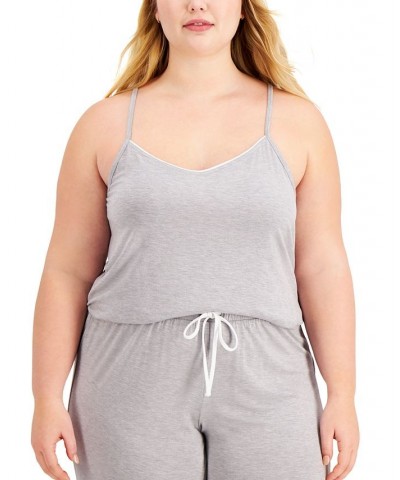 Plus Size Knit Tank Top Pajama Set Gray $14.57 Sleepwear