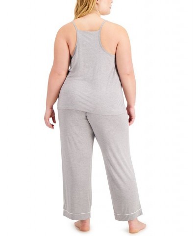 Plus Size Knit Tank Top Pajama Set Gray $14.57 Sleepwear