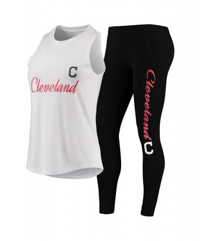 Women's White Black Cleveland Indians Sonata Tank Top and Leggings Set White, Black $34.09 Pajama