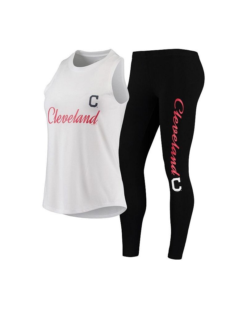 Women's White Black Cleveland Indians Sonata Tank Top and Leggings Set White, Black $34.09 Pajama