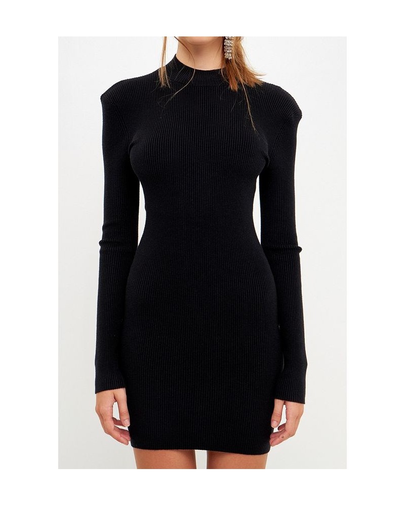 Women's High Neck Knit Dress Black $33.00 Dresses