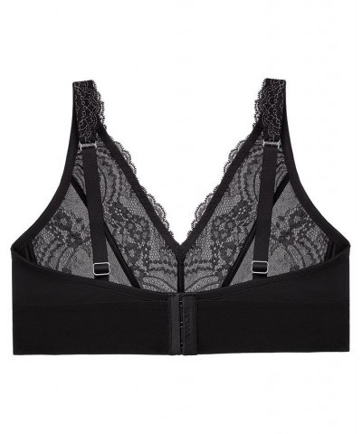 Plus Size Full Figure Bramour Lexington Lace Plunge Wireless Bralette Black $28.04 Bras