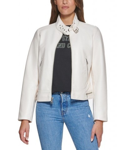 Faux-Leather Moto Racer Jacket Oyster $32.80 Jackets