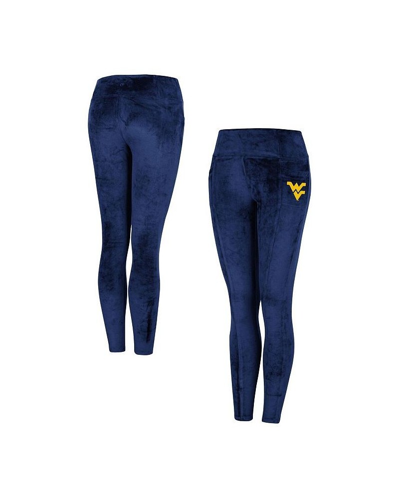 Women's Navy West Virginia Mountaineers Bonita Run Velour Leggings Navy $32.39 Pants