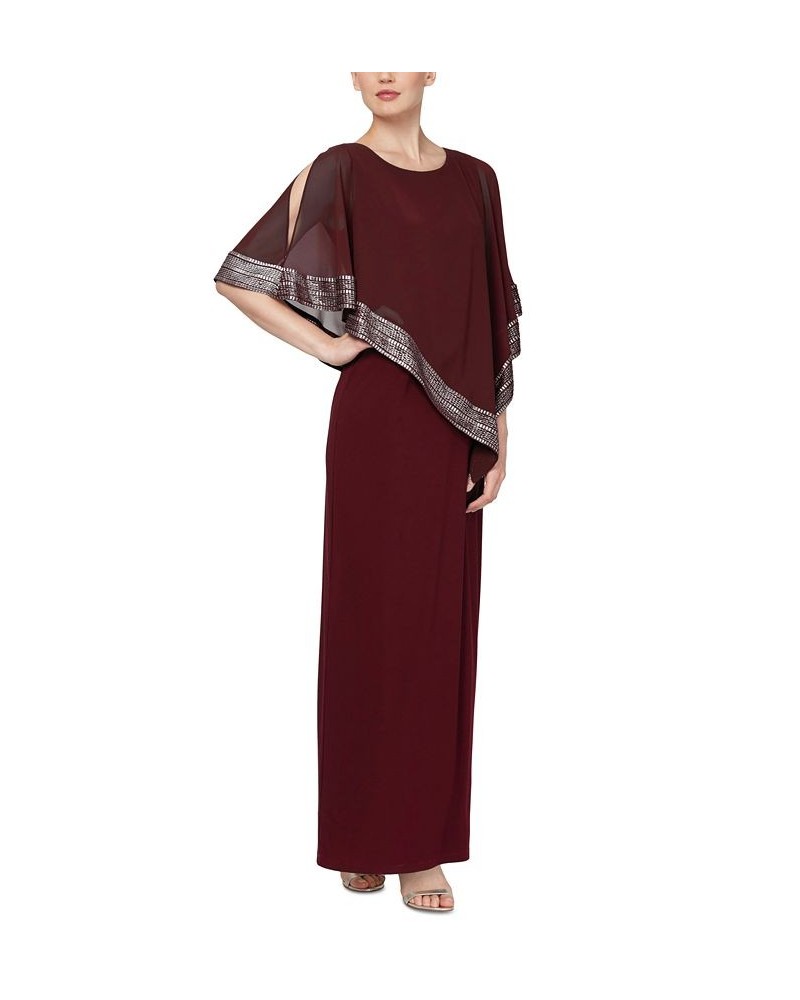 Metallic-Trim Capelet Gown Fig $58.38 Dresses