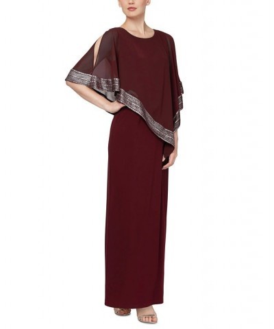 Metallic-Trim Capelet Gown Fig $58.38 Dresses