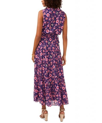 Sleeveless Tie Neck Tiered Maxi Dress Purple/Fuschia/Mint $40.33 Dresses