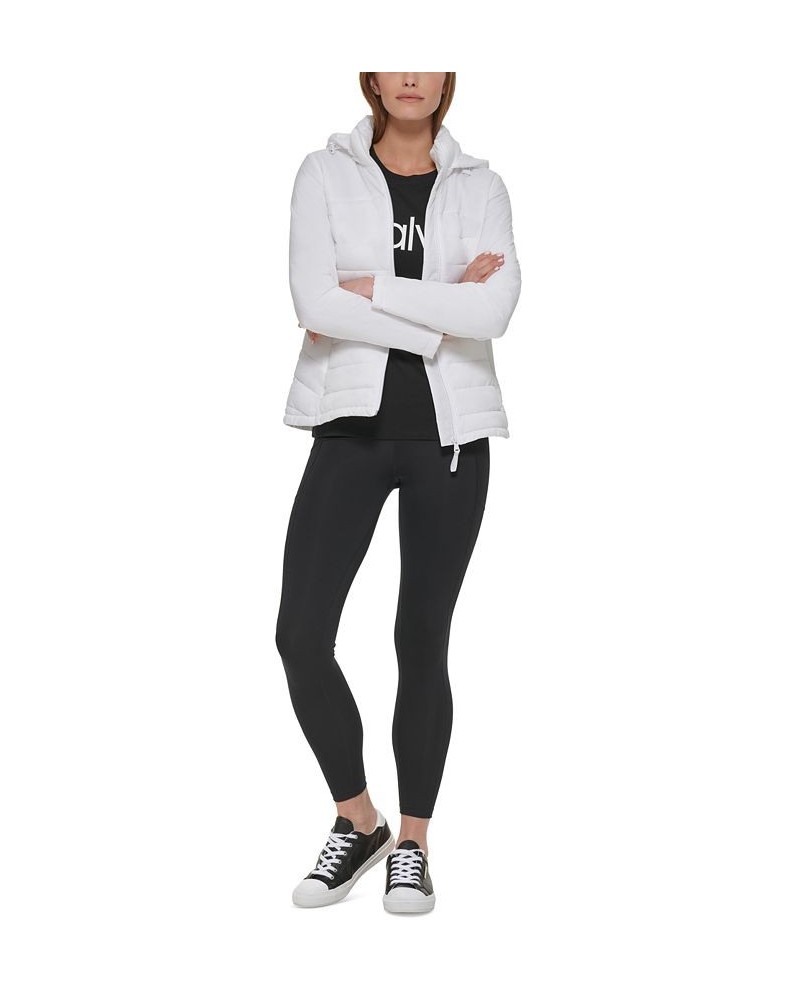 Women's Hooded Mix Media Coat White $48.10 Coats