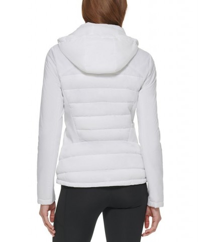 Women's Hooded Mix Media Coat White $48.10 Coats