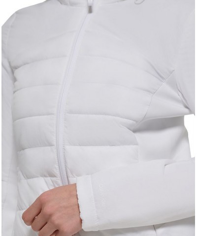 Women's Hooded Mix Media Coat White $48.10 Coats