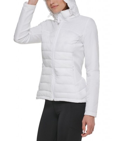 Women's Hooded Mix Media Coat White $48.10 Coats