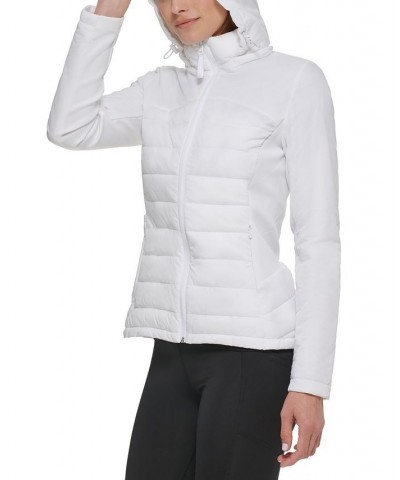 Women's Hooded Mix Media Coat White $48.10 Coats