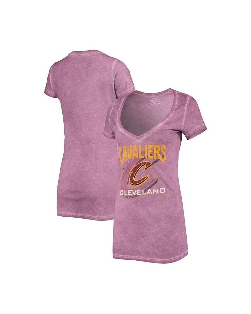 Women's Threads Wine Cleveland Cavaliers NYC Tie-Dye V-Neck T-shirt Wine $23.75 Tops