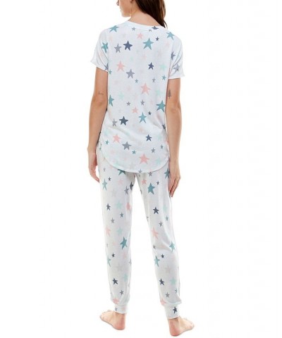 V-Neck T-Shirt & Jogger Pants Pajama Set Windstar White $12.90 Sleepwear