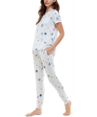 V-Neck T-Shirt & Jogger Pants Pajama Set Windstar White $12.90 Sleepwear