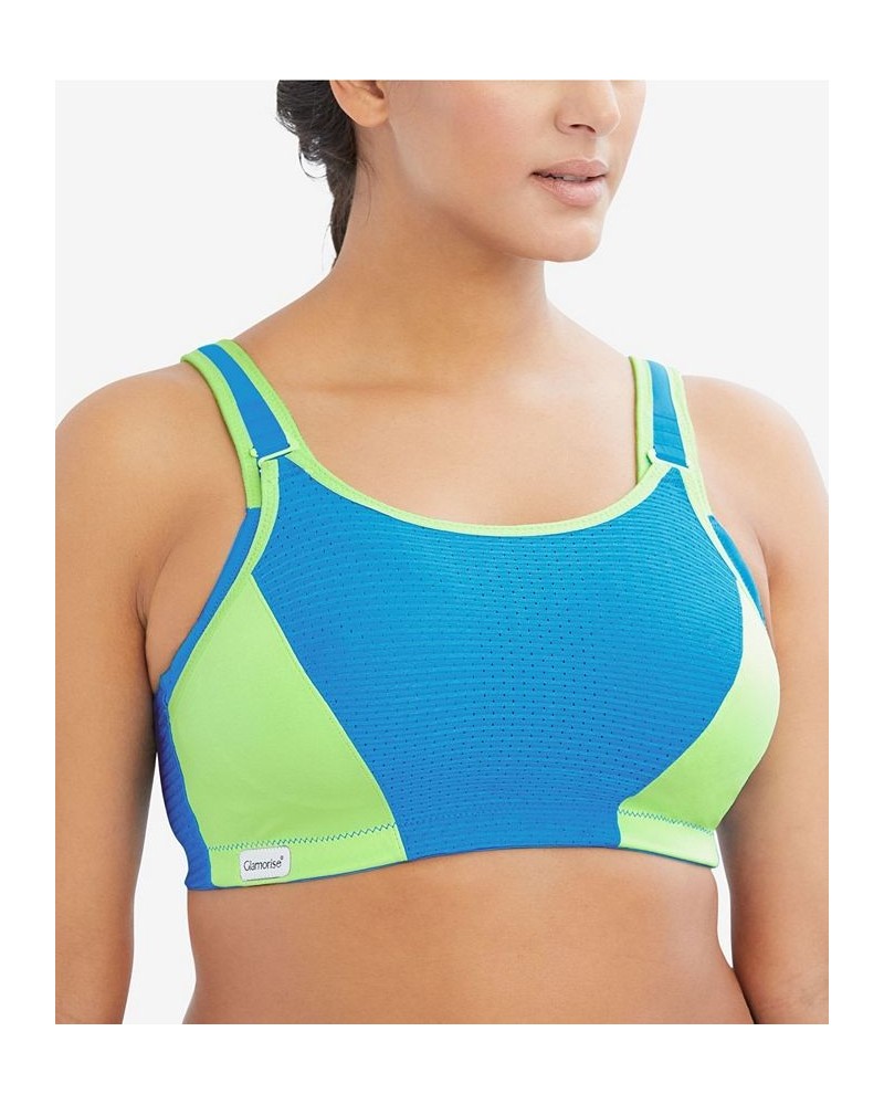 Women's Full Figure Plus Size Adjustable Wirefree Sports Bra Blue $21.91 Bras