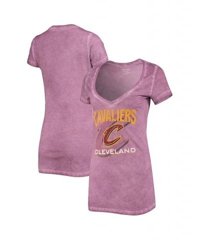 Women's Threads Wine Cleveland Cavaliers NYC Tie-Dye V-Neck T-shirt Wine $23.75 Tops