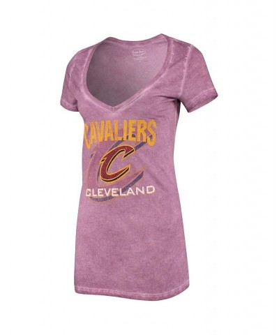 Women's Threads Wine Cleveland Cavaliers NYC Tie-Dye V-Neck T-shirt Wine $23.75 Tops