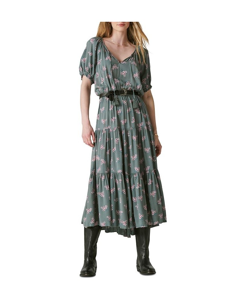 Women's Boho Smocked Waist Maxi Dress Green $51.60 Dresses