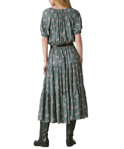 Women's Boho Smocked Waist Maxi Dress Green $51.60 Dresses