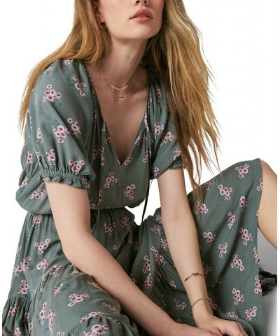 Women's Boho Smocked Waist Maxi Dress Green $51.60 Dresses