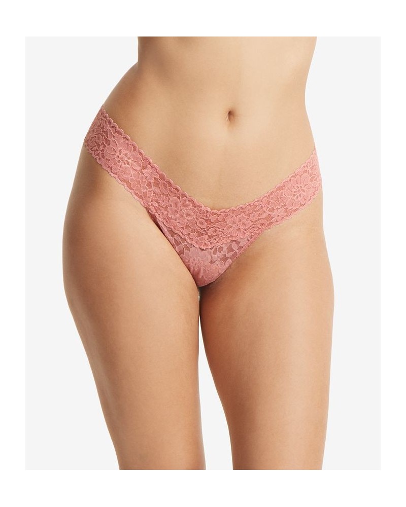 Women's Daily Lace Low Rise Thong 771001 Antique Rose Pink $19.04 Panty