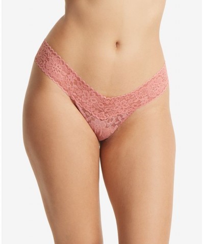 Women's Daily Lace Low Rise Thong 771001 Antique Rose Pink $19.04 Panty