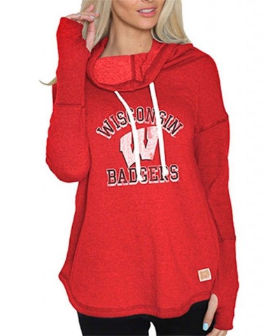 Women's Red Wisconsin Badgers Funnel Neck Pullover Sweatshirt Red $34.19 Sweatshirts