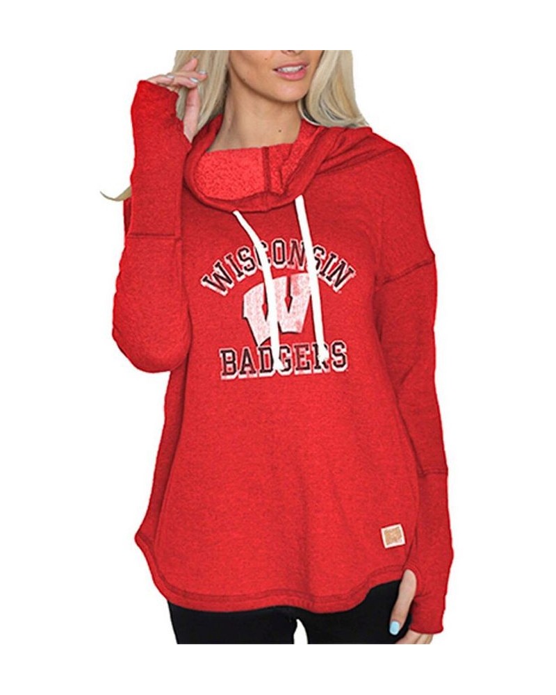 Women's Red Wisconsin Badgers Funnel Neck Pullover Sweatshirt Red $34.19 Sweatshirts