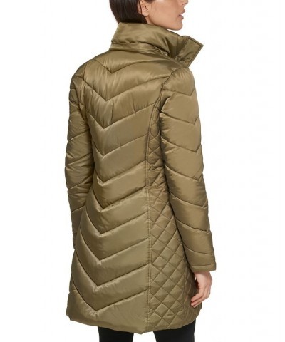 Women's Faux-Fur-Trim Hooded Puffer Coat Olive $78.40 Coats