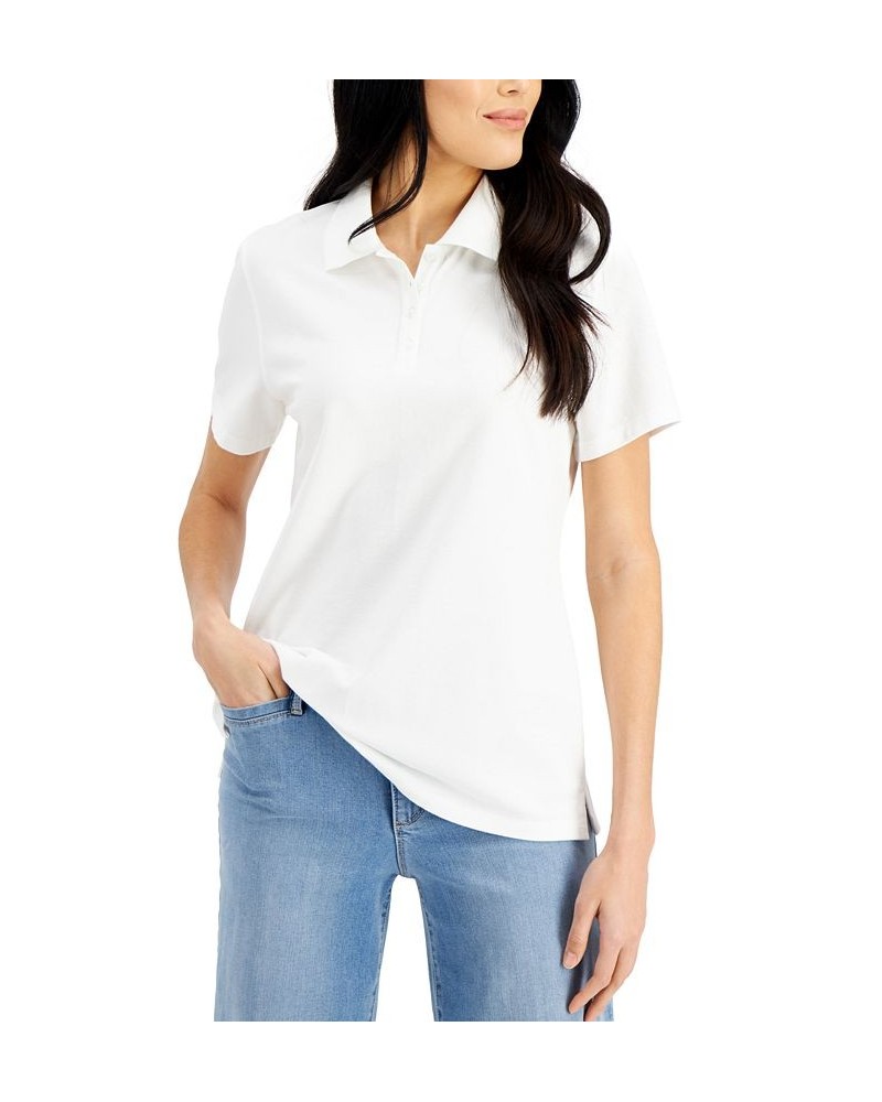 Cotton Short Sleeve Polo Shirt Bright White $11.59 Tops