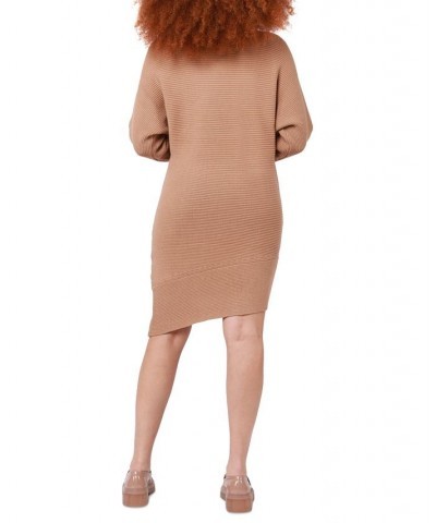 Petite Asymmetrical Sweater Dress Camel $39.50 Dresses