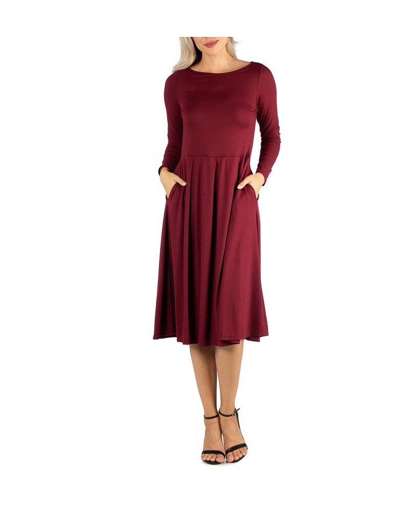 Women's Midi Length Fit and Flare Dress Wheat $20.70 Dresses